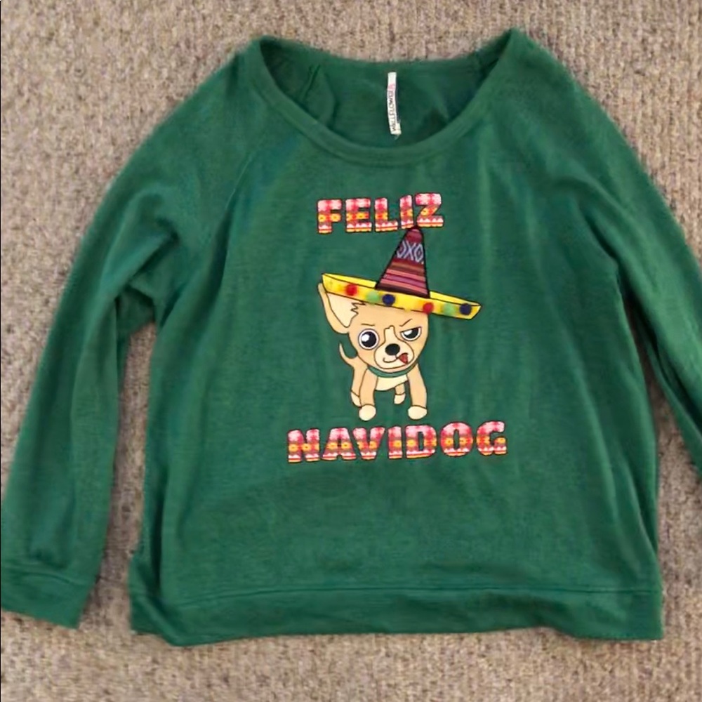 Ugly “feliz navidog” Christmas sweater